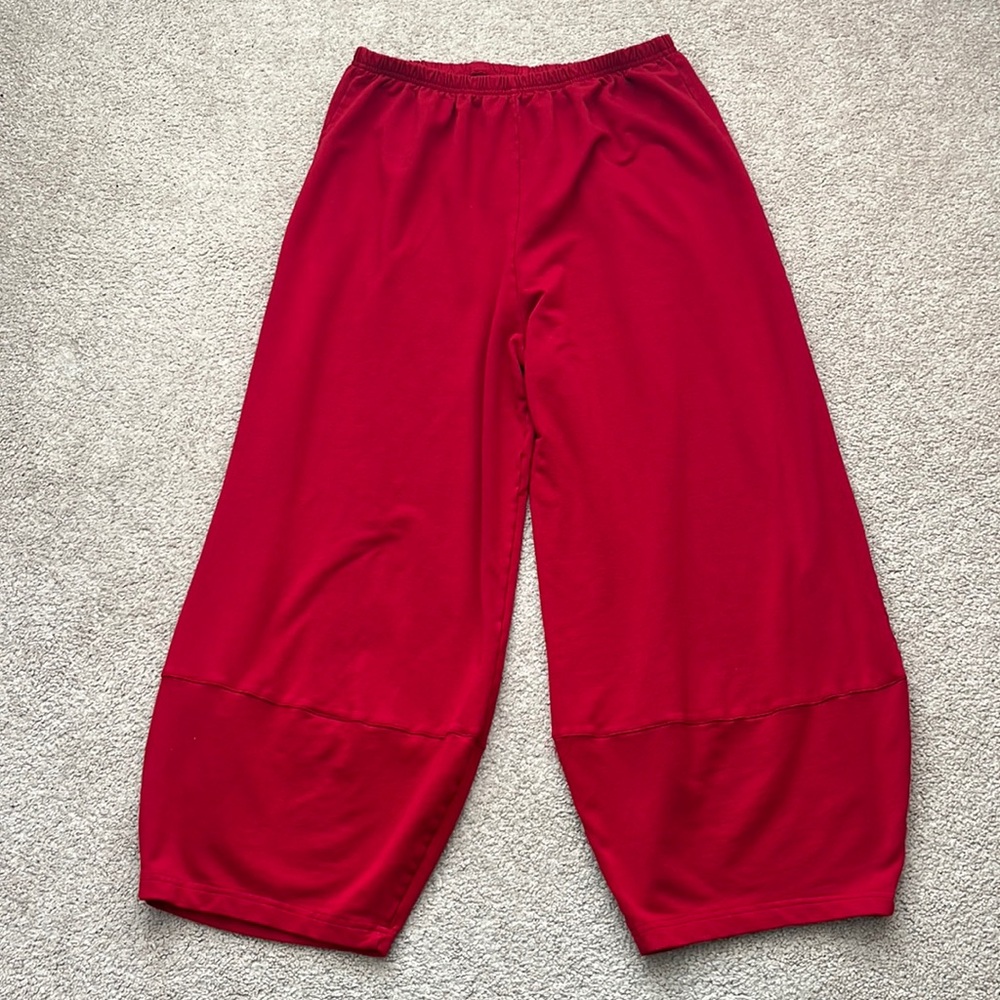 Bryn Walker Oliver Bamboo Fleece Organic Cotton Red Wash Balloon Pants Size XL